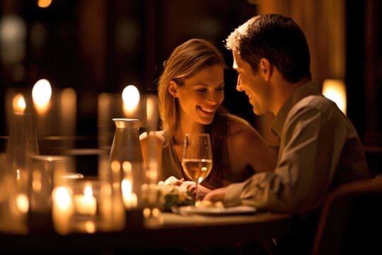 Couple enjoying a romantic dinner