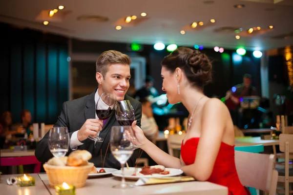 Couple having a romantic dinner in a local restaurant.