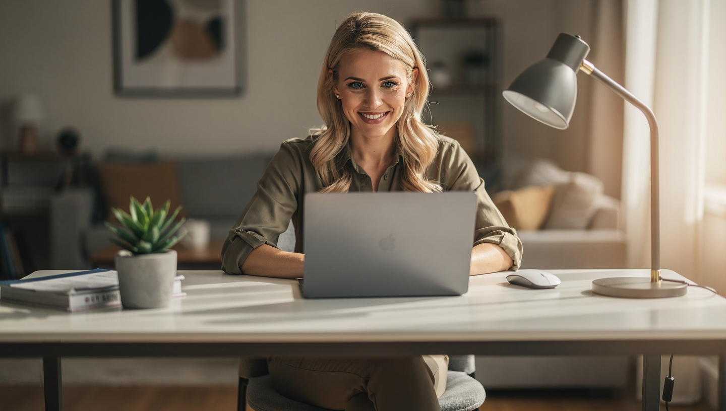 ​​​​happy woman video call reaction