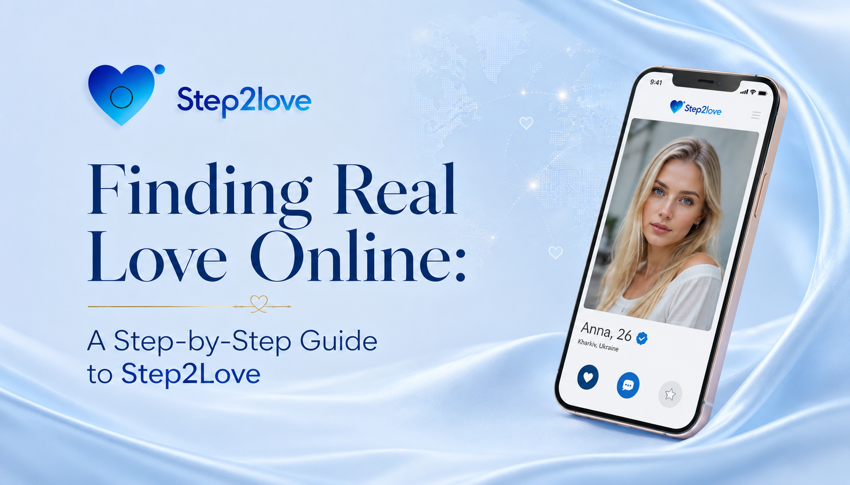 Promotional banner illustrating an online dating guide on a mobile interface